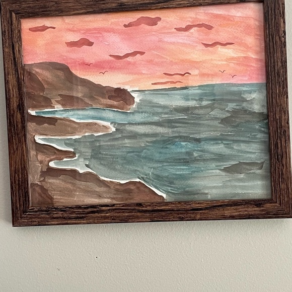 Coastal Sunset Watercolor Painting UNFRAMED - Picture 2 of 4